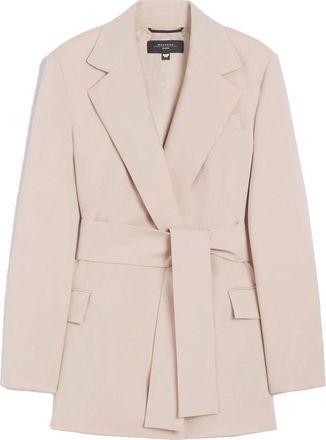 Max Mara Blazers, female, Pink, XS, Straight-line Wool Jacket with Belt