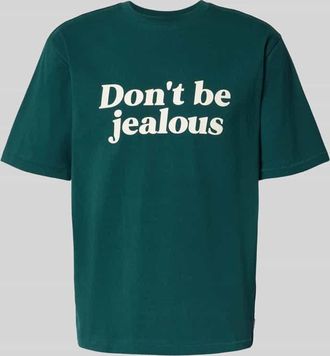 Review T-Shirt mit geripptem Rundhalsausschnitt in Dunkelgruen, Gr&ouml;&szlig;e XXL