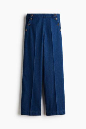 H&M Button-detail Denim Trousers in Dark Denim Blue at Nordstrom, Size 18