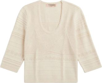 Twinset V-hals Gebreid - Dames - V-hals truien - Wit - XS - Truien & Vesten