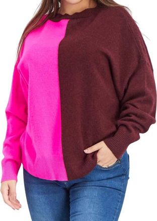Aqua Crew Neck Cashmere Sweater In Dark Raisin