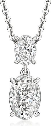 Grown Brilliance 2 Carat Lab Grown Oval Drop Pendant Necklace in 14K White Gold, 16 + 2 Extender, Gift Box Included