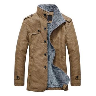 Generic Winter Jackets for Men Fleece Lined Mens Coats Fluff Warm Parka Jacket Padded Thermal Outdoor Jackets Thick and Comfortable Fur Coat with Pockets and 