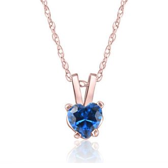 Pompeii3 Womens 1/2ct Blue Heart Shape Sapphire Pendent Rose Gold 18 Chain Necklace