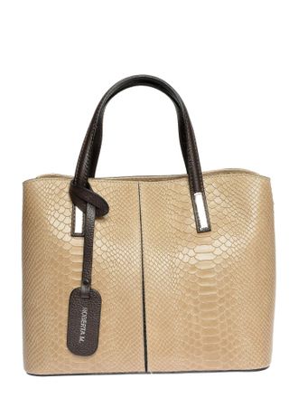 Roberta M Beige Rundleer Tas