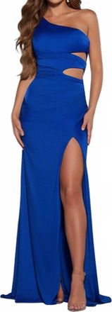Jovani One-Shoulder Glamorous Gown With Side Cutouts In Royal