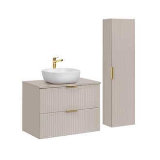 Petits Meubles Set de muebles con lavabo y columna estratificado Beige