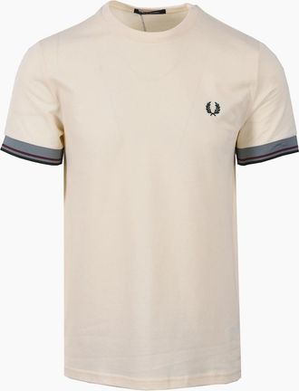 Fred Perry Mens FRED PERRY TWIN TIPPED CUFF T-SHIRT ECRU - Cream - Size: 38