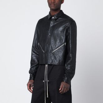 Rick Owens Giacca cropped con zip nera in pelle