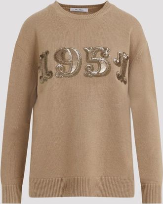 Max Mara Brown Round Neck Sequin Sweater