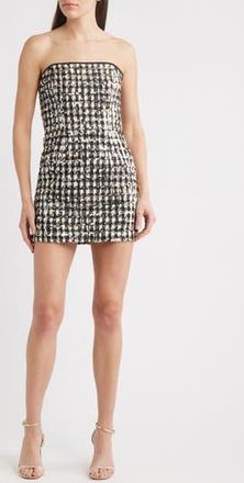 Black Halo Loreilla Strapless Minidress in Tweed Shimmer at Nordstrom Rack, Size 10