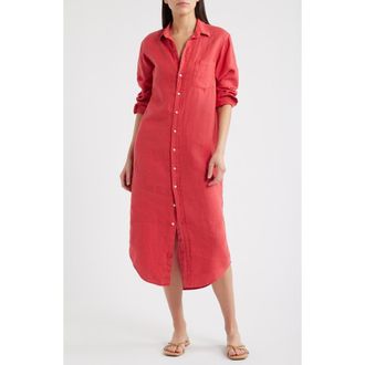 Frank & Eileen Long Sleeve Linen Midi Shirtdress in Nantucket Red at Nordstrom Rack, Size Large