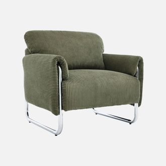 Sweeek Sill&oacute;n Vintage De Pana Con Estructura Cromada