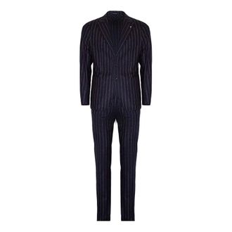 Tagliatore Kostuums, Heren, Blauw, M, Wol, Nadelstreepkostuum met enkele rij knopen