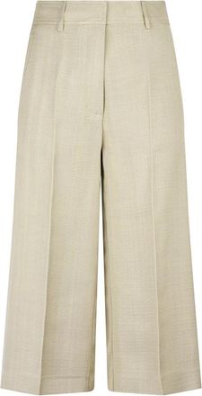 Forte_Forte Viscose Hopsack Cropped Pants - Dames - Wijde Broeken - Beige - S - Broeken