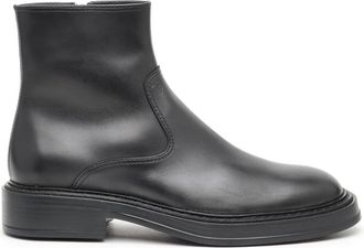 Tod's Zwarte leren enkellaars met rits - Heren - Enkellaarsjes - Zwart - 43 EU - Leer - Schoenen