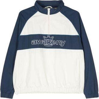 Awake NY logo-print zipped sweatshirt - men - Nylon/Polyester - L - White