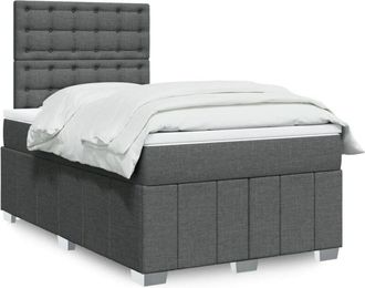 vidaXL Vidaxl - Cama Box Spring Con Colch&oacute;n Tela Gris Oscuro 120x190 Cm