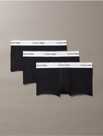 Calvin Klein Mens Icon Cotton Stretch 3-Pack Low Rise Trunk - Black - XL