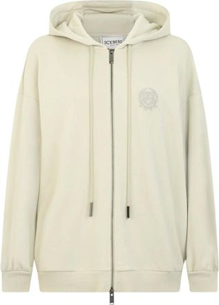 Iceberg Hoodie sweatshirt met ritssluiting - Dames - Sweatshirts & Hoodies - Beige - Maat: XS Katoen