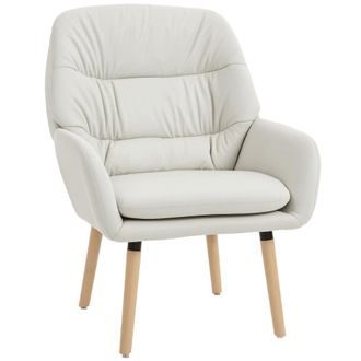 HOMCOM Butaca de sal&oacute;n 68x74x89 cm crema