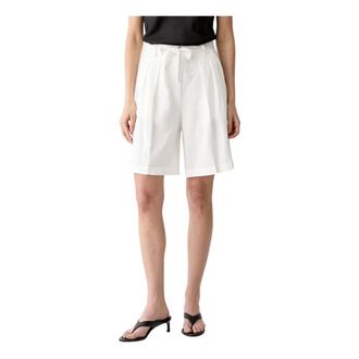 Vicolo Korte Broeken, Dames, Wit, S, Linnen, Gekreukte shorts met riem