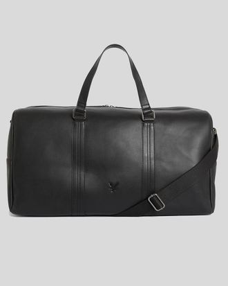 Lyle & Scott leren weekendtas - zwart