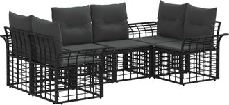 vidaXL Conjunto De Sof&aacute;s De Exterior 6 Uds. Negro Y Gris Oscuro Vidaxl