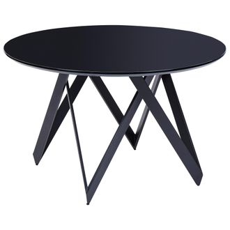 Beliani Beliani - Mesa De Cocina Moderna Redonda Tablero Brillante Mdf Patas Base Acero 120 Cm Negro Oxhill