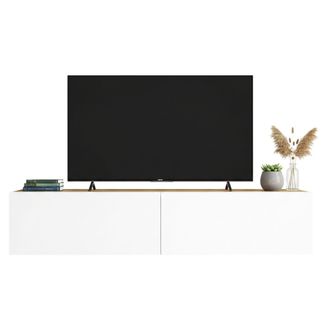 Dmora Mueble Para Tv Principi, 2 Estantes, 2 Puertas, 2 Compartimentos, 140x32x29h Cm, Roble Marr&oacute;n