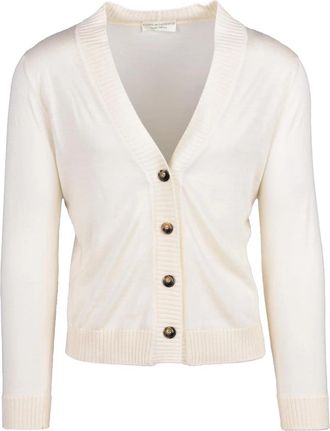 FILIPPO DE LAURENTIIS White Superfine Merino Wool V-Neck Cardigan