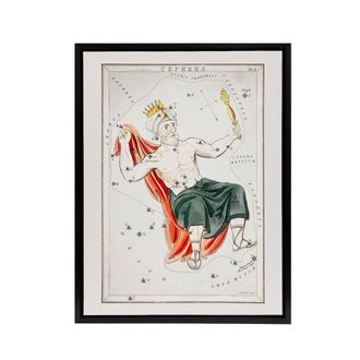 Artery8 Vintage Cepheus Constellation Illustration Hall Framed Canvas Wall Art in White | Size: W24 x H32