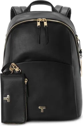 Tumi Raina Medium Leather Backpack in Black/Light Gold at Nordstrom