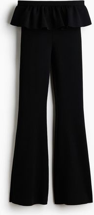 H&M Frill-trimmed Trousers in Black at Nordstrom, Size Xx-Large