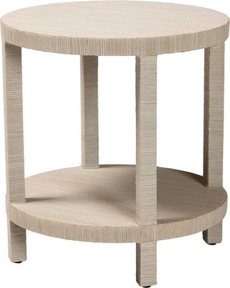 Baxton Studio Rocco Bohemian Woven Grasscloth End Table