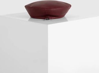 Mani&egrave;re De Voir Anya Leather Beret in Wine Red at Nordstrom