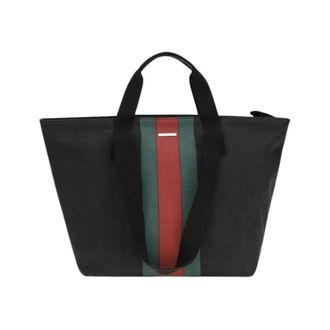 Gucci Bolso Tote de Lona con Raya Web - Bags - Hombre - Negro - ONE SIZE