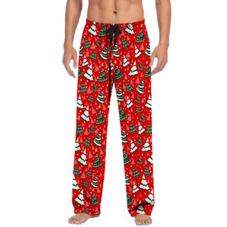 Generic Christmas Pyjama Bottoms For Men Drawstring Elasticated Waist Xmas Sleep Loungewear Pants Funny Graphic Soft Comfy Christmas Pajama Trousers Festive H