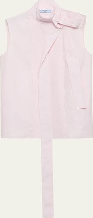 Prada Popeline Neck Tie Top