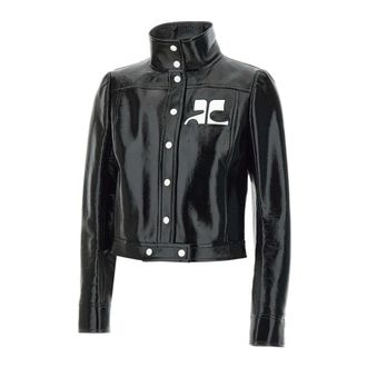 Courr&egrave;ges Light Jackets, female, Black, Size: 2XL Reedition Vinyl Jacket