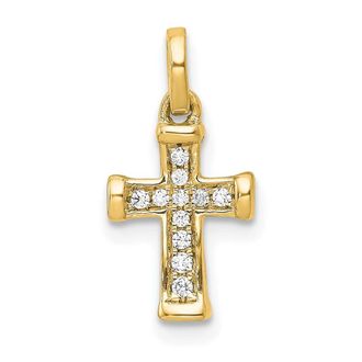 Diamond2Deal 10K Gold Small 1/20ct. Diamond Latin Cross Pendant
