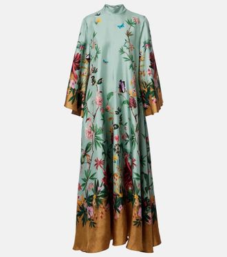 La DoubleJ Magnifico floral silk twill maxi dress