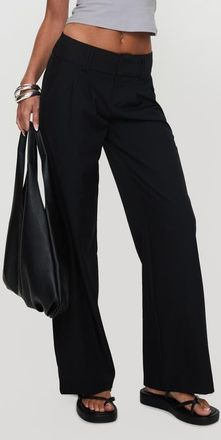 Princess Polly Two Lovers Low Rise Straight Leg Pants in Black at Nordstrom, Size 12