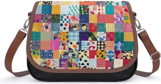 Generic Patchwork Pattern Small Womens Crossbody Bags Shoulder Handbag with Adjustable Strap for Travel