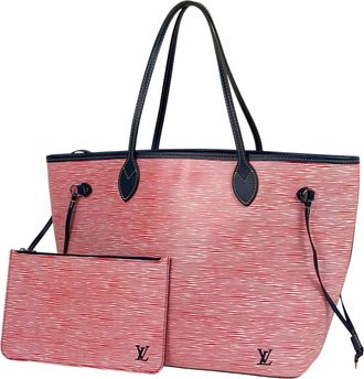 Louis Vuitton Red Color Rouge Epi Denim Leather Tote Bag (Pre-Owned)