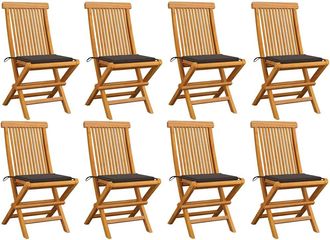 vidaXL Vidaxl - Sillas De Jard&iacute;n 8 Uds Madera De Teca Con Cojines Gris Taupe
