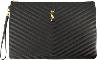 Saint Laurent Tassen, Dames, Zwart, ONE Size, Leer, Pochette Cassandre Large