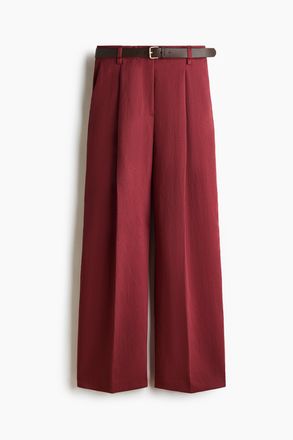 H&M Weite Hose mit G&uuml;rtel - Dunkelrot