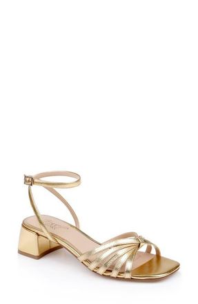Badgley Mischka Pasco Ankle Strap Sandal in Gold Leather at Nordstrom, Size 9.5