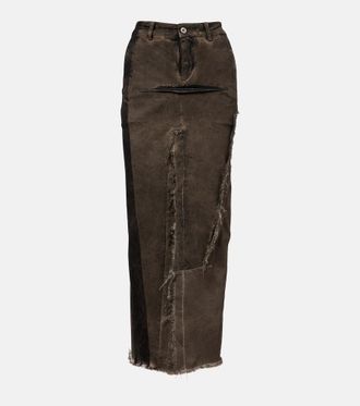 Rick Owens Gonna midi di jeans Sliced in misto cotone